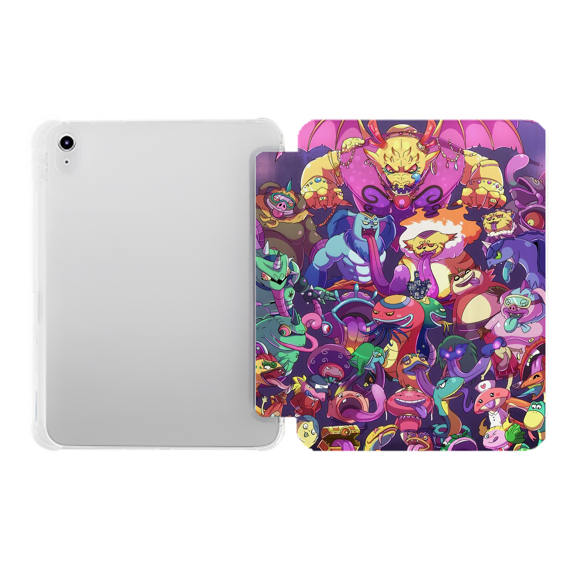 （画像用） 妖怪ウォッチ Yo-kai Watch IPad ケース ペン収納付き 三つ折りスタンド PUレザー×シリコン 対応機種9.5/10.5/10.9インチ